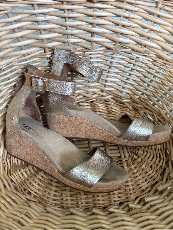 UGG Shoes - Ugg brand gold metallic cork wedge sandals 💛